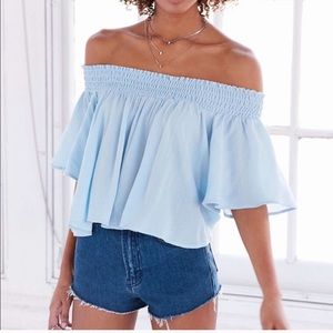 Kimichi Blue Urban Outfitters Crop Off Shoulder Top S